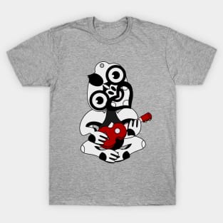 Black and Grey Hei Tiki playing a Ukulele T-Shirt